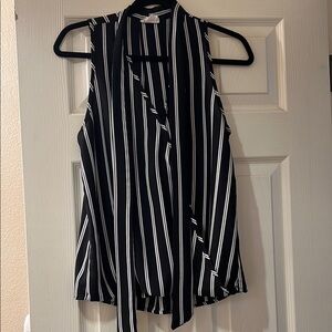 Sienna Sky Black and White Asymmetrical Tie Front Blouse